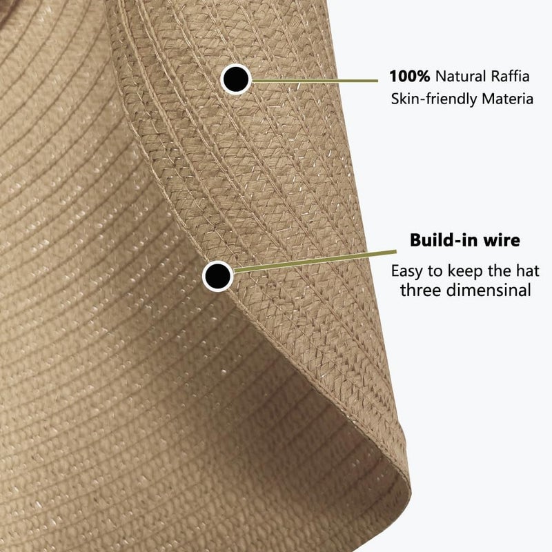 Tinkeep Oversized Beach Straw Hats for Women Extra Large Wide Brim Beach Hat Foldable Roll up Floppy Sun Hat - Image 3